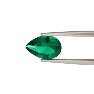 Pierre précieuse verte émeraude de laboratoire, taille poire, minérale naturelle, pour la fabrication de bijoux - Product Image 3