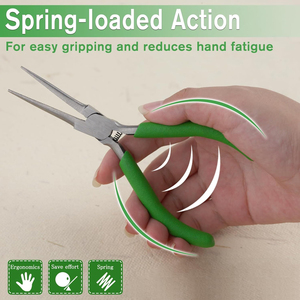 Professional Stainless Steel Jewelry Pliers Tapered Baguette Cut Green Handle For DIY <b>Wire</b> Wrapping Beading Tools - Product Image 3