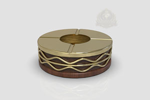 Cendrier de luxe sans fumée en aluminium avec base en bois, édition premium pour cigares, design rond de style américain pour utilisation dans les salons d'hôtel - Product Image 6