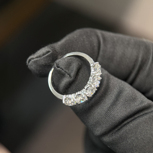 1.25 Ctw Five <b>Stone</b> Round Brilliant Lab Grown Diamond Bezel Setting Ring 14k White Gold IGI Certified Wedding Band for Women - Product Image 4