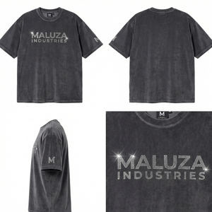 Camiseta Casual de Lujo Urbana de Moda Hip Hop con Pedrería y Terciopelo para Hombre MALUZA INDUSTRIES - Product Image 6