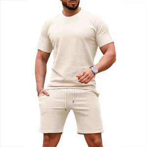 Men's Custom Logo Raglan Activewear Set Slim Fit Gym Shorts And Tee - Product Image 3