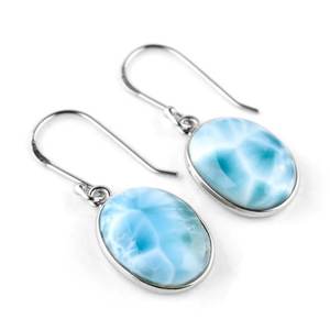 Pendientes de Larimar Azul, Plata de Ley 925, con Engaste en Bisel, Piedra Preciosa de Larimar Natural, Joyería Hecha a Mano para Mujer, Venta al por Mayor - Product Image 3