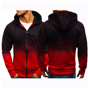 Sweat à capuche zippé dégradé pour homme, coupe classique, décontracté, en polyester tricoté à manches longues, idéal pour l'automne - Product Image 1