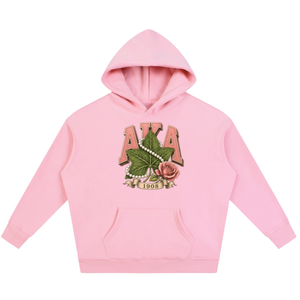 เสื้อฮู้ด AKA Wrapped Ivy สีชมพูสำหรับผู้หญิง เสื้อสเวตเชิ้ตพิมพ์ลายกราฟิกสไตล์ Sorority แขนยาวลำลองแฟชั่นสตรีทแวร์ เสื้อฮู้ดมีฮู้ด - Product Image 1