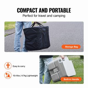 WC Portatile per Campeggio con Serbatoio di Scarico da 5,3 Galloni e Serbatoio di Lavaggio da 3,2 Galloni, con Borsa per il Trasporto e Sistema di Scarico a Pressione con Pulsante per Uso in Bagno - Product Image 6