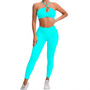 Conjunto de Leggings Rosa de Cintura Alta, Ropa de Yoga de Longitud Completa, Transpirable, Conjunto Deportivo de Dos Piezas - Product Image 4