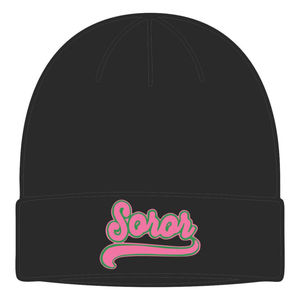 Bonnet Sororité Noir pour Femme, Rose et Vert, Style Collège, Tricot d'Hiver, Vêtement Décontracté et Élégant - Product Image 5