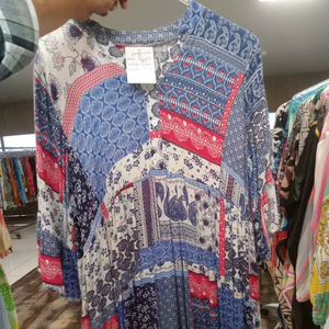 Vintage Style Neck Button Placket Patchwork Printed Cotton Stretchable Summer Spring Kurti <b>Long</b> Sleeve <b>Boho</b> Loose Fit <b>Dress</b> 2026 - Product Image 1