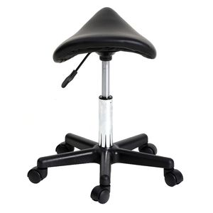 Sgabello da Ufficio Nero con Seduta Rotonda e Piedi Piatti in Plastica, Girevole - Product Image 6