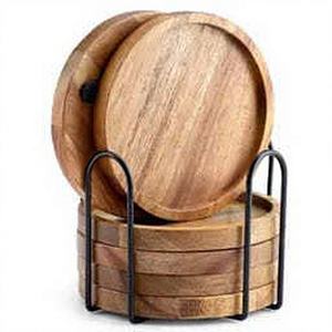 Posavasos de Madera de Bambú Personalizados OEM, Juego de Posavasos de Madera Grabados con Láser para Regalos Corporativos y Eventos Promocionales - Product Image 1