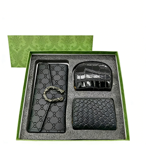 FD18696679 Cross-Border Hot Three-Piece Zipper Closure PU Leather Genuine Leather Lining Portable Women's Gift <b>Box</b> <b>Long</b> Wallet - Product Image 4