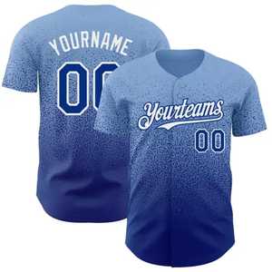 Camiseta de Béisbol Yourteams para Hombre, Manga Corta, Cuello en V, Degradado Azul, Sublimada, Absorbe la Humedad, Corte Regular, Ropa Deportiva para Adultos - Product Image 2