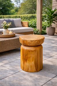 ARTERRA Luxury Rustic Modern Teak Natural Cylinder <b>Stool</b>-Handcrafted Solid Wood Furniture - Product Image 3