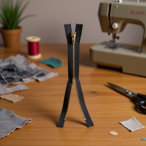 Cerniera Ilan 30Cm con Denti in Metallo Nero per Cucito e Artigianato - Product Image 2