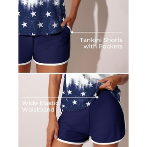 Conjunto de traje de baño Tankini para mujer con pantalones cortos, traje de baño de dos piezas, ropa de playa modesta, traje de baño de secado rápido, estilo bikini de verano - Product Image 4