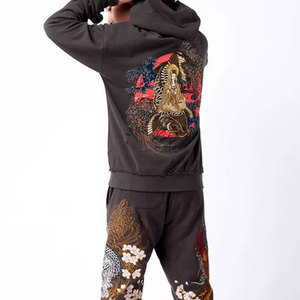 Sudadera con Capucha Vintage Estampada y Desgastada de Gran Gramaje para Hombre, Estilo Urbano Personalizado para Uso Casual - Product Image 4