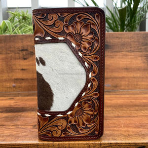 New Classical Men's Hand Tooled Leather <b>Wallet</b> Gentleman <b>Card</b> Money Holder Purse High Quality Genuine Cowhide Leather <b>Wallets</b> - Product Image 4