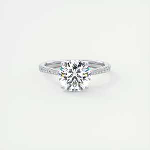 Anillo de compromiso con diamante cultivado en laboratorio de corte redondo de 2.50 quilates, estilo catedral de lujo con halo oculto, en oro blanco de 14 quilates. - Product Image 4