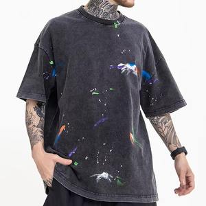 Camiseta de Moda con Logotipo Personalizado, Lavado Ácido, 100% Algodón, Unisex, Transpirable, Talla Grande, Estilo Vintage para Hombre - Product Image 1