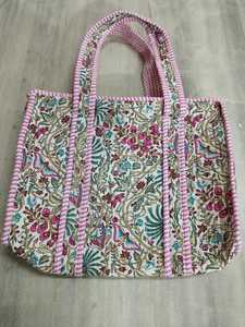 Cotton Tote <b>Bag</b> Manufacturer India Jaipur Quilted & Printed Supplier Block Print <b>Fabric</b> Handbags Custom Reusable Shopping <b>Bags</b> - Product Image 4