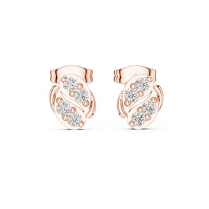 Boucles d'oreilles de mariage en or rose 14 carats avec diamants de laboratoire ronds pour femmes |   Nouveau diamant cultivé - Product Image 1