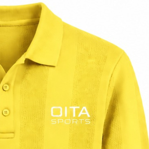 Pull Polo Tricoté à Manches Longues pour Homme Jaune Bébé, Motif Rayures Verticales Texturées, Poignets Côtelés, Mode Décontractée Premium - Product Image 5