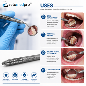 Cone Socket Mirror Handle #7 Dental Mirror Handle Stainless Steel Zetomed Pro - Product Image 6