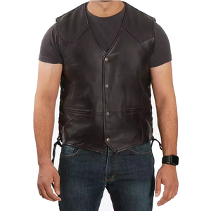 Gilet de moto en cuir de haute qualité, détails personnalisés, vêtements de motard robustes pour longues balades, best-seller pour les motards, gilets en cuir. - Product Image 1