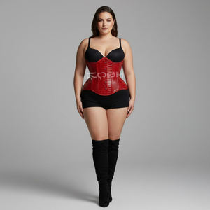 Compre Nuestro Corsé Reductor de Cintura de Piel de Cocodrilo Roja de Alta Compresión para Afinar las Caderas - Product Image 3