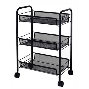 Carrito de Almacenamiento de 3 Niveles, Metálico, con Ruedas y Estantes de Madera, para Cocina o Despensa, al Mejor Precio - Product Image 3