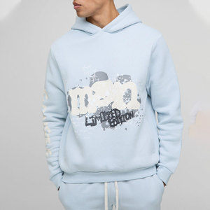 Wholesale Custom logo Men's Cotton Blank <b>Plain</b> <b>Tracksuit</b> Cropped Boxy Zip up Hoodie and Flared Sweatpants Set Sweat Suits Men - Product Image 3