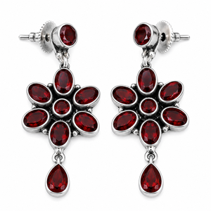 Hot Selling Gemstone <b>Dangle</b> <b>Earrings</b> <b>Silver</b> Oxidized Floral Drop <b>Earrings</b> Handmade Boho Jewelry Wholesale Supplier Direct - Product Image 1