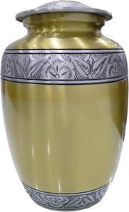 Urne funéraire dorée pour cendres humaines, urne en étain gravée pour adulte avec finition élégante artisanale de qualité supérieure, 10 pouces, dorée - Product Image 3