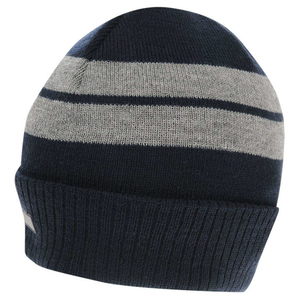 Unisex Knitted Beanie <b>Hat</b> with Striped Design in <b>Navy</b> and Gray for Adults Casual Winter Wear 56-58CM - Product Image 2