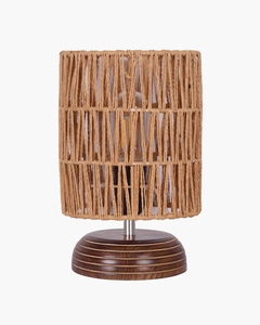 Natural weave rope <b>table</b> lamp wooden base handcrafted boho <b>bedside</b> light for office home decor wholesale OEM ODM - Product Image 4