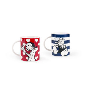 Set di 2 Tazze in Ceramica Porcellana Excelsa Popeye e Olivia da 30 Cl - Product Image 1