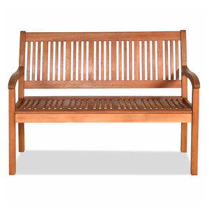 Modern Solid Wood Outdoor Garden <b>Bench</b> with Curved Armrests, Slatted Patio <b>Bench</b> for Porch, Park, Balcony, Hotel & Restaurant - Product Image 1