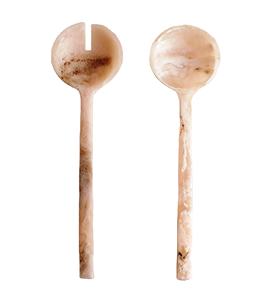 Ensemble de service à salade à poignée en résine brun nuageux Ustensiles de cuisine en bois de manguier d'acacia naturel fabriqués en Inde - Product Image 1