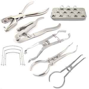 Kit de Dique de Goma Endodóntico con Marco de Acero Inoxidable, Pinzas Perforadoras, Reutilizable, Aislamiento Dental Manual, Agarre Ergonómico, 12 Mandíbulas - Product Image 1