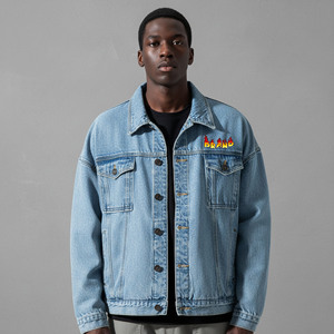 Premium Quality Custom Men's Denim <b>Jacket</b> Loose Fit <b>Long</b> Sleeve Vintage <b>Winter</b> 100% Cotton Front Custom Logo Position Wholesale - Product Image 4