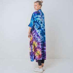 Kimono long en tissu rayonne tie-dye, style bohème, pour femme, idéal pour la plage, les vacances d'été, comme cache-maillot ou tenue de resort sexy, disponible en grandes tailles - Product Image 2