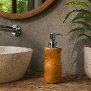 ARTERRA Luxury Durable Eco-Friendly Liquid <b>Hand</b> Lotion Bottle Teak Wood <b>Soap</b> Dispenser Stainless Steel Pump Waterproof Hotel Set - Product Image 5