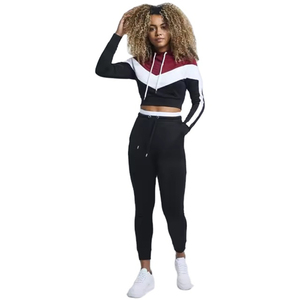 2022 autumn and winter women Printed zippered long-sleeved crop top with a <b>tight</b> waist and long trousers sportswear suit - Product Image 3