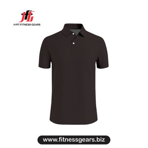 JUST FITNESS GEARS เสื้อเชิ้ตแขนสั้นผู้ชายสีกรมท่าแห้งเร็วสำหรับเสื้อเชิ้ตผ้าโพลีเอสเตอร์ถักแบบลำลอง - Product Image 1