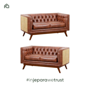 Sofá Chesterfield de Cuero Genuino Premium de 2 Plazas, Sofá Tradicional con Brazos Enrollados para Sala de Estar, Muebles de Lujo para Villa - Dona - Product Image 5
