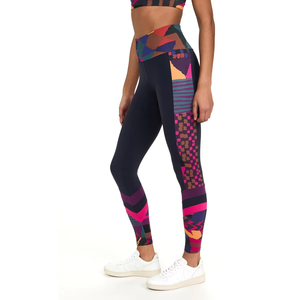High Waist Geometric Print Full Length <b>Leggings</b> Women's Sporty Stretch Activewear Pants Knitted Spandex Polyester Material - Product Image 3