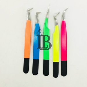 <b>Top</b> Trend Sustainable Stainless Steel Eyelash Extensions Tweezers In Beautiful Color Tweezer Straight & Curved Eyelash Tweezers - Product Image 1