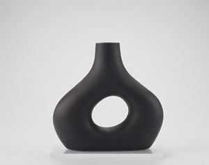 Jarrón de Metal Pesado con Forma de Donut Única, Texturizado, para Decoración de Mesa, Suministros para Pedidos al por Mayor - Product Image 1