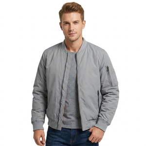 Men's Gray Jacket With Orange Lining Windproof Zipper Closure Casual Style Polyester <b>Material</b> Autumn Wear - Product Image 3